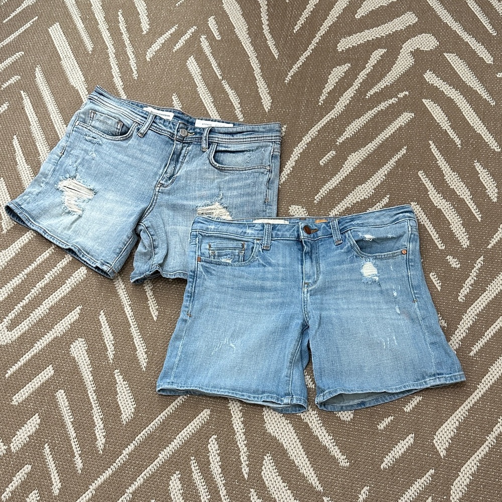 Pilcro and the Letterpress Distressed Style Light Wash Denim Shorts Sz 28